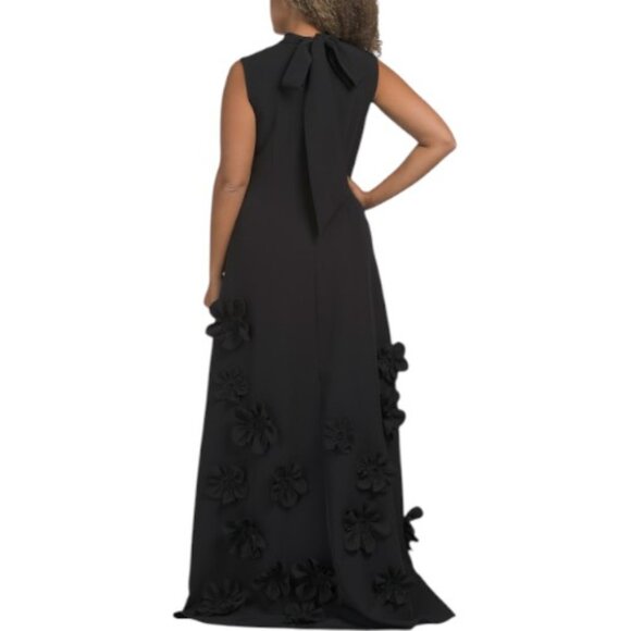 RENE BY RENE RUIZ Mock Neck Gown With 3d Appliques - Picture 2 of 3
